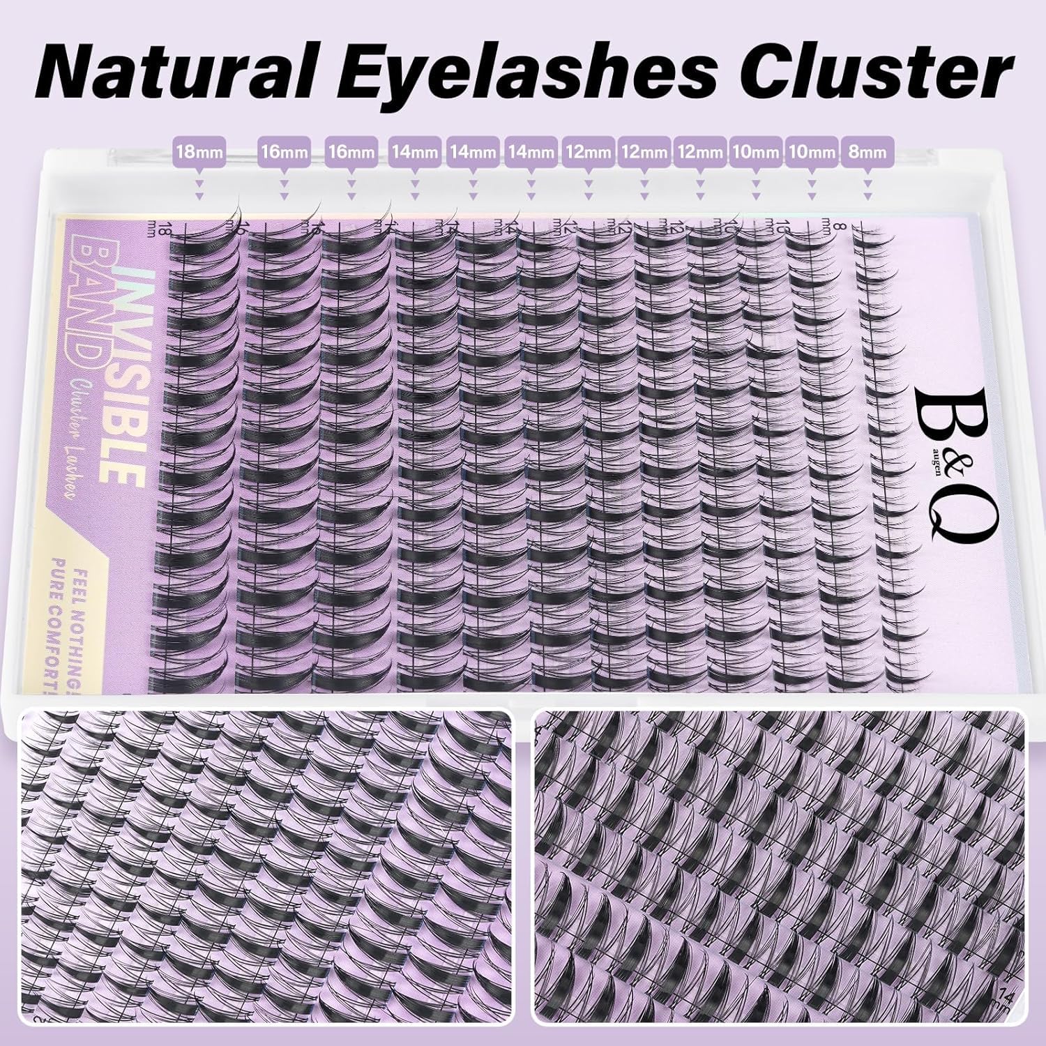 Thumbnail 3 de B&Q Fairy Lash Clusters Kit (DIY Manga Lashes) — 144pcs Wispy Clusters with 0.3mm Invisible Band