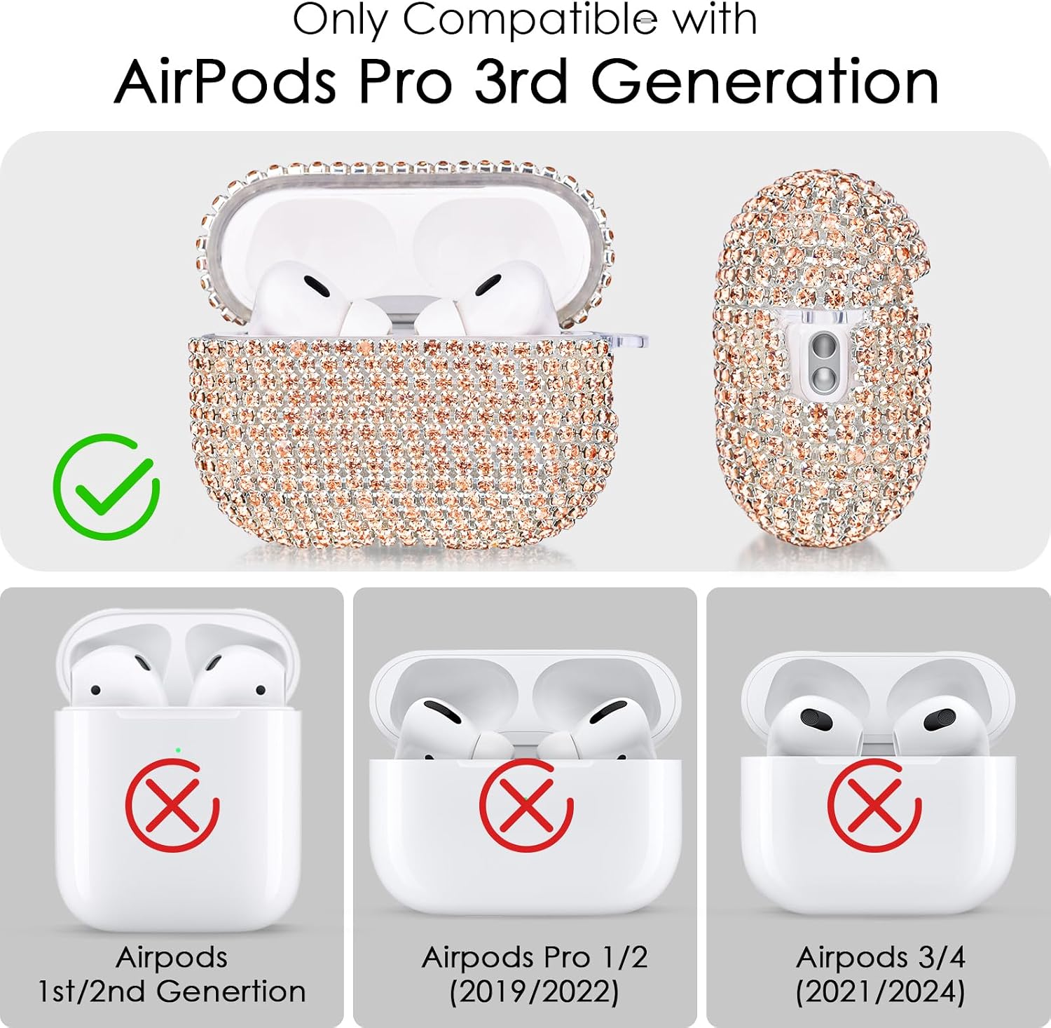 Detalle 2 de AirPods Pro 3 case with rhinestone sparkle