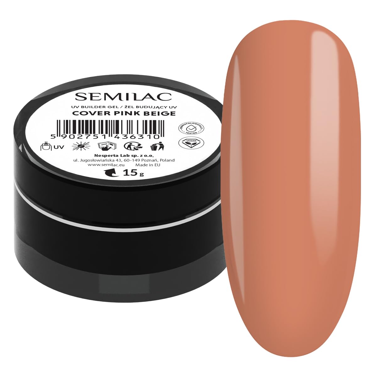 Detalle de Semilac Builder Gel Cover Pink Beige 15g Aufbaugel