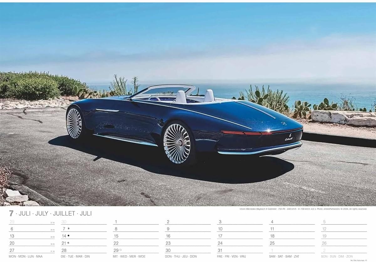Detalle de Sports Cars Kalender 2026 von N Neumann – Wandkalender DIN A3 mit 12 Luxusauto-Motiven