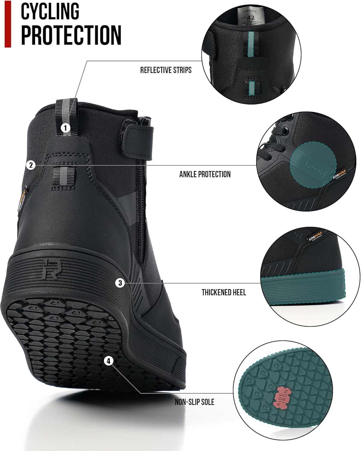 Thumbnail 6 de RIDEIRON Motorradschuhe Herren – CE-konforme Motorradstiefel für alle Jahreszeiten, wasserdicht, rutschfest
