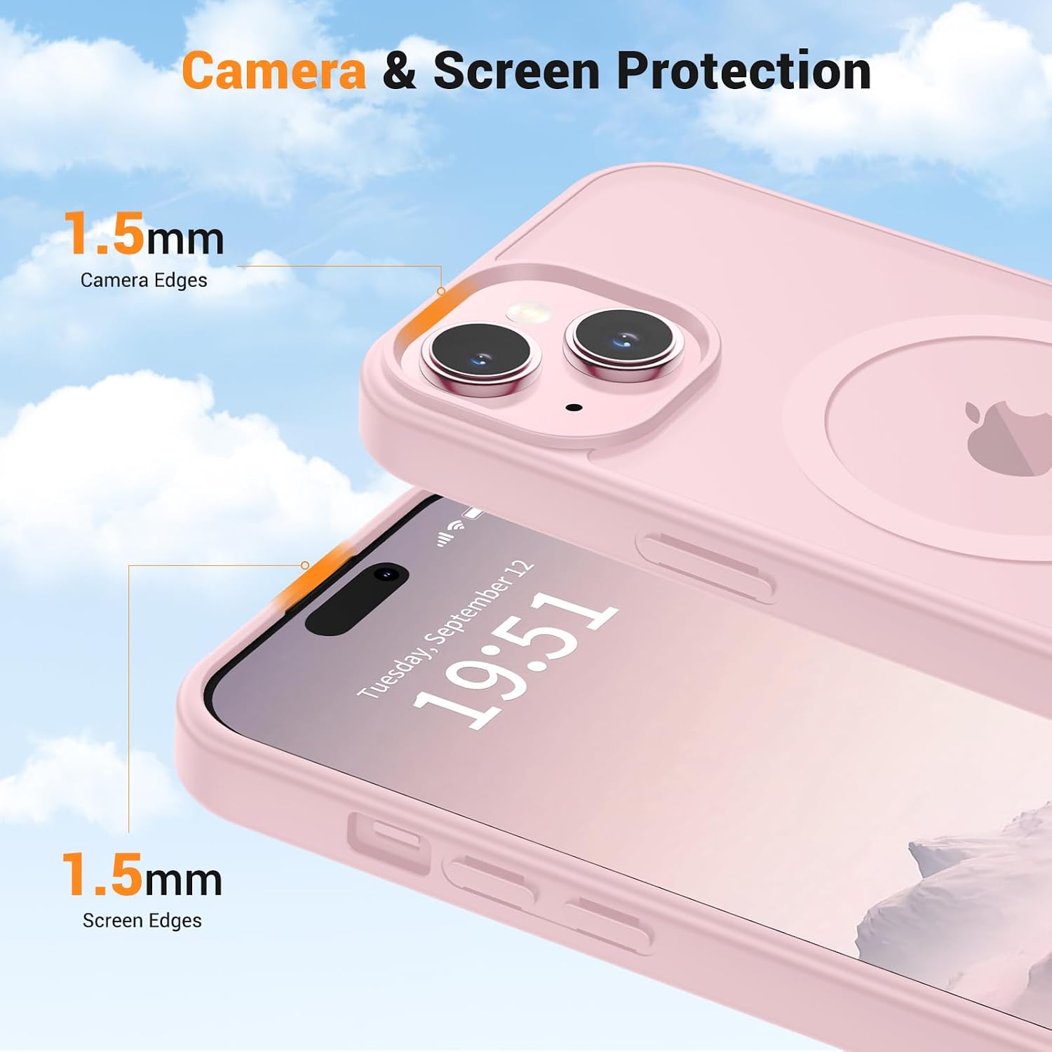 Detalle 2 de vnnink Military Grade Matte Translucent Case for iPhone 15/14/13 — Light Pink