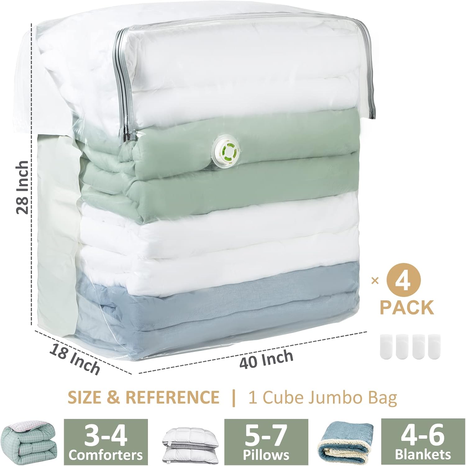 Detalle de TAILI Extra Large Vacuum Storage Bags Cube 4 Super Jumbo – 40x28x18x18 Inch