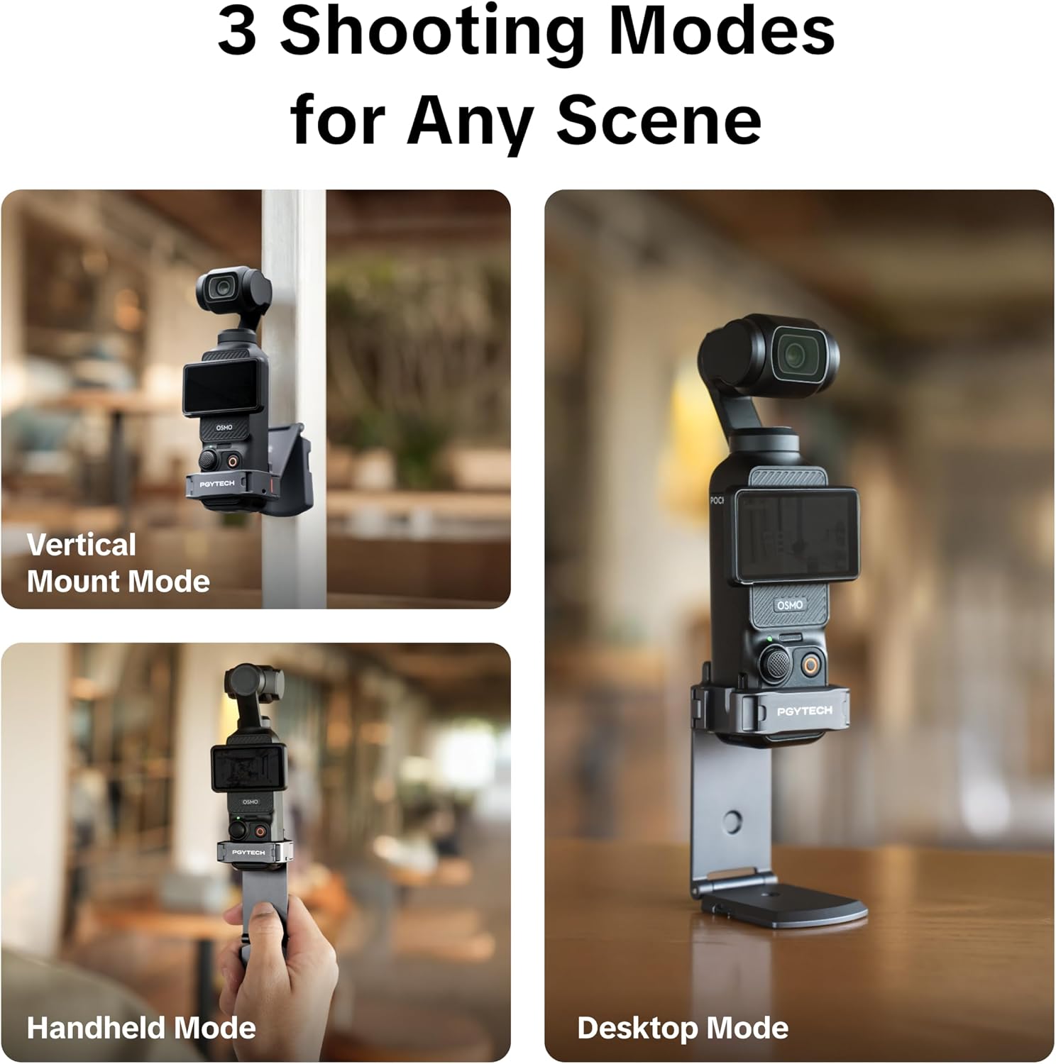 Detalle de PGYTECH Magnetischer Erweiterungsadapter für DJI Osmo Pocket 3/4/4P – Aluminiumrahmen, Arca-Swiss, Kälteschuh, 40N Halterung
