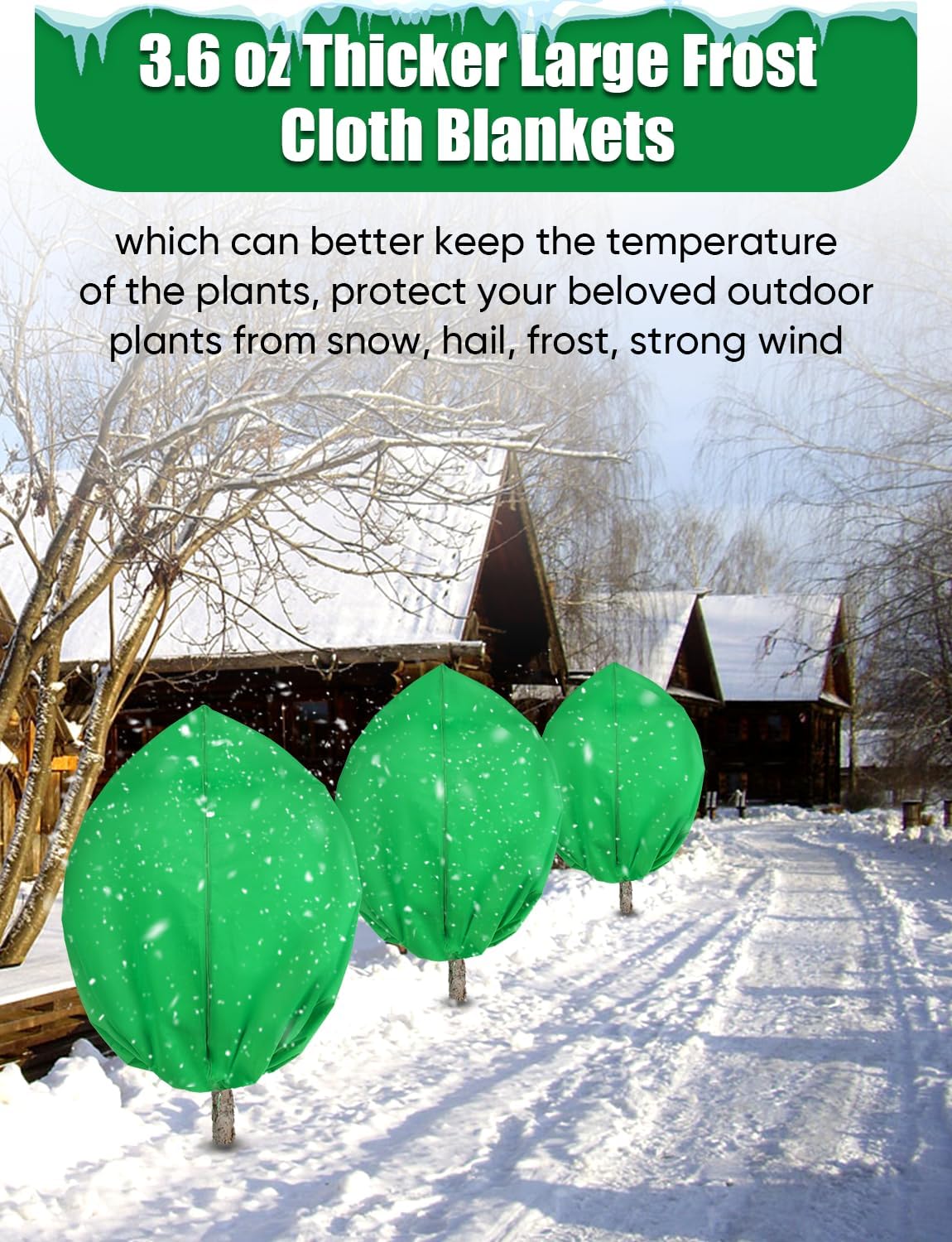 Detalle de LCHUANG Plant Covers Green 2, 4-Pack Frost Covers, 3.2 oz/yd²
