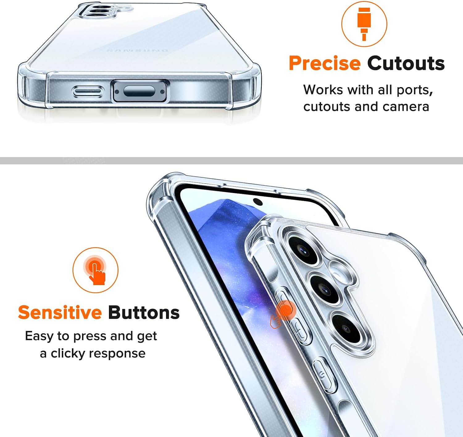 Thumbnail 5 de ivoler Funda Transparente + Cristal para Galaxy A55