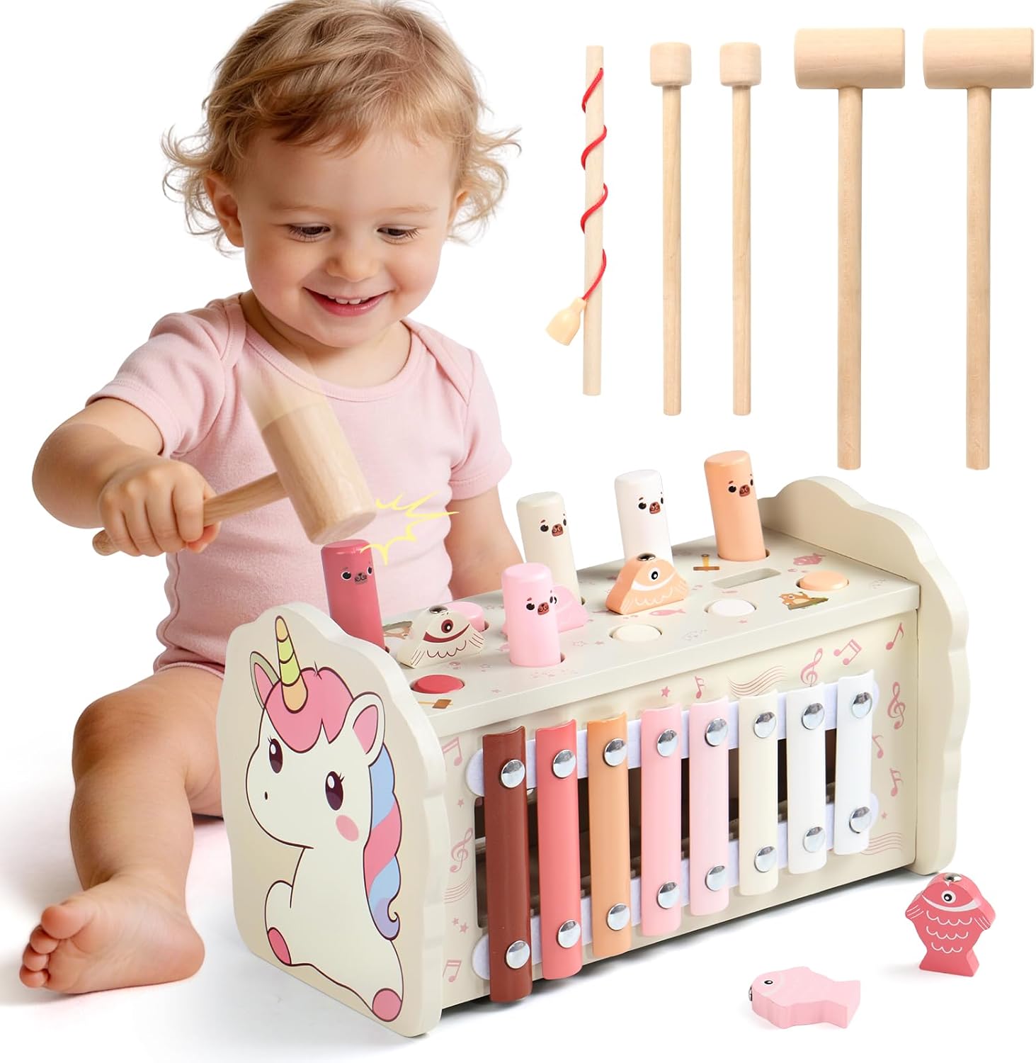 Detalle de Fajiabao 4‑in‑1 Montessori Wooden Toy for 12–18 Months
