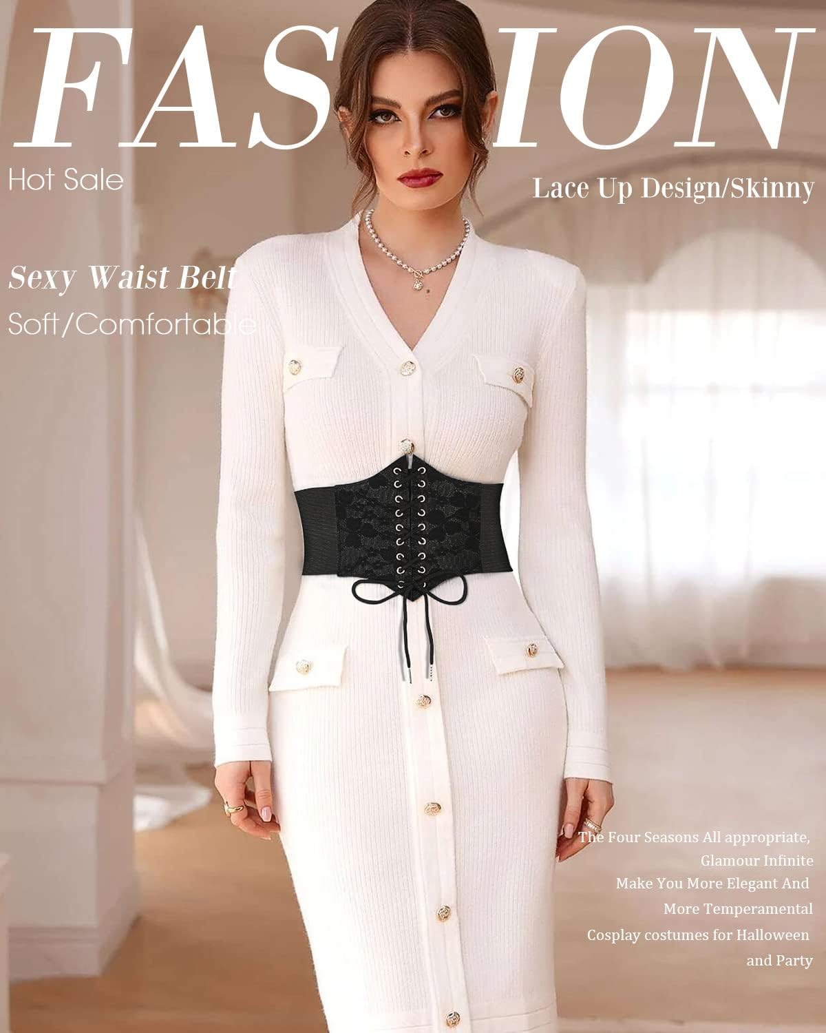 Detalle de JASGOOD Renaissance Corset Belt Faux Leather