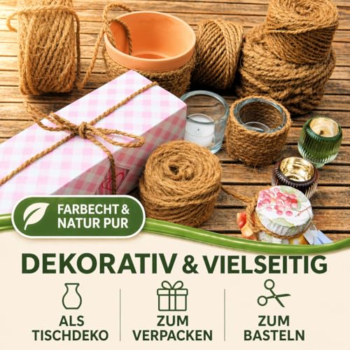 Detalle de deli4you Kokosseil Gartenseil für Pflanzen – 7 mm × 50 m