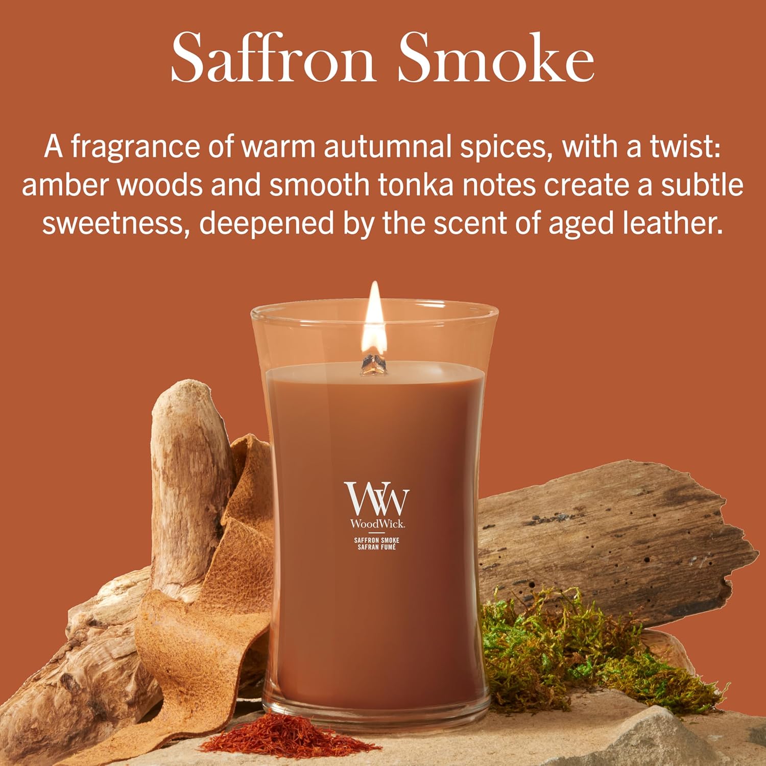 Thumbnail 1 de WoodWick Bougie parfumée Bougie sablier moyenne – Safran fumé