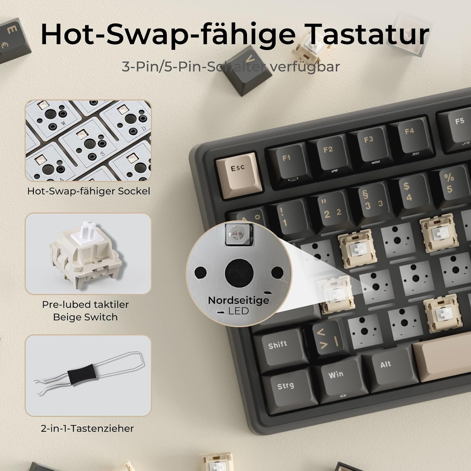 Detalle 2 de RK ROYAL KLUDGE R98 Pro mechanische Tastatur QWERTZ