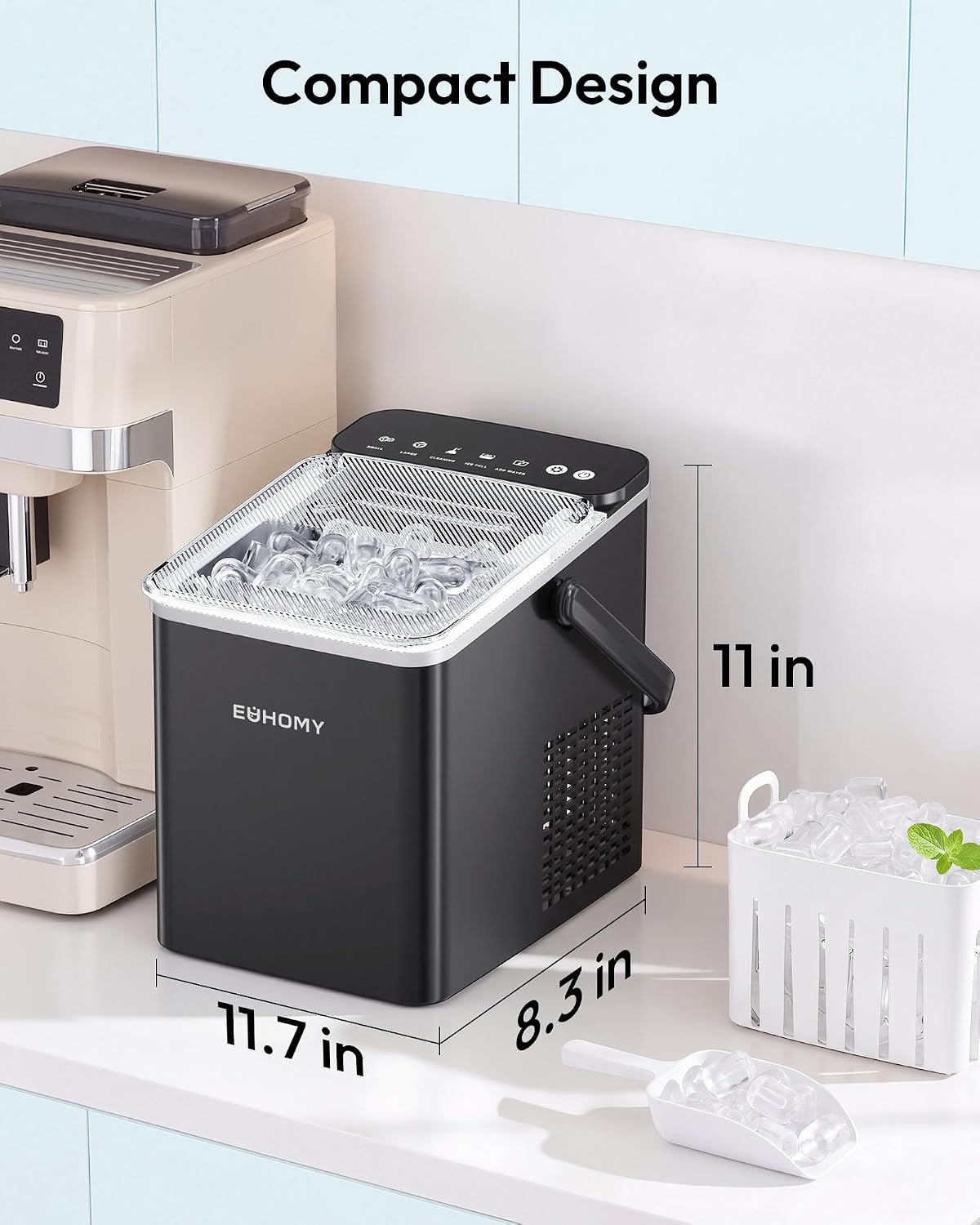 Thumbnail 6 de EUHOMY Countertop Ice Maker, 9 Cubes in 6 Minutes, Auto-Cleaning, Black