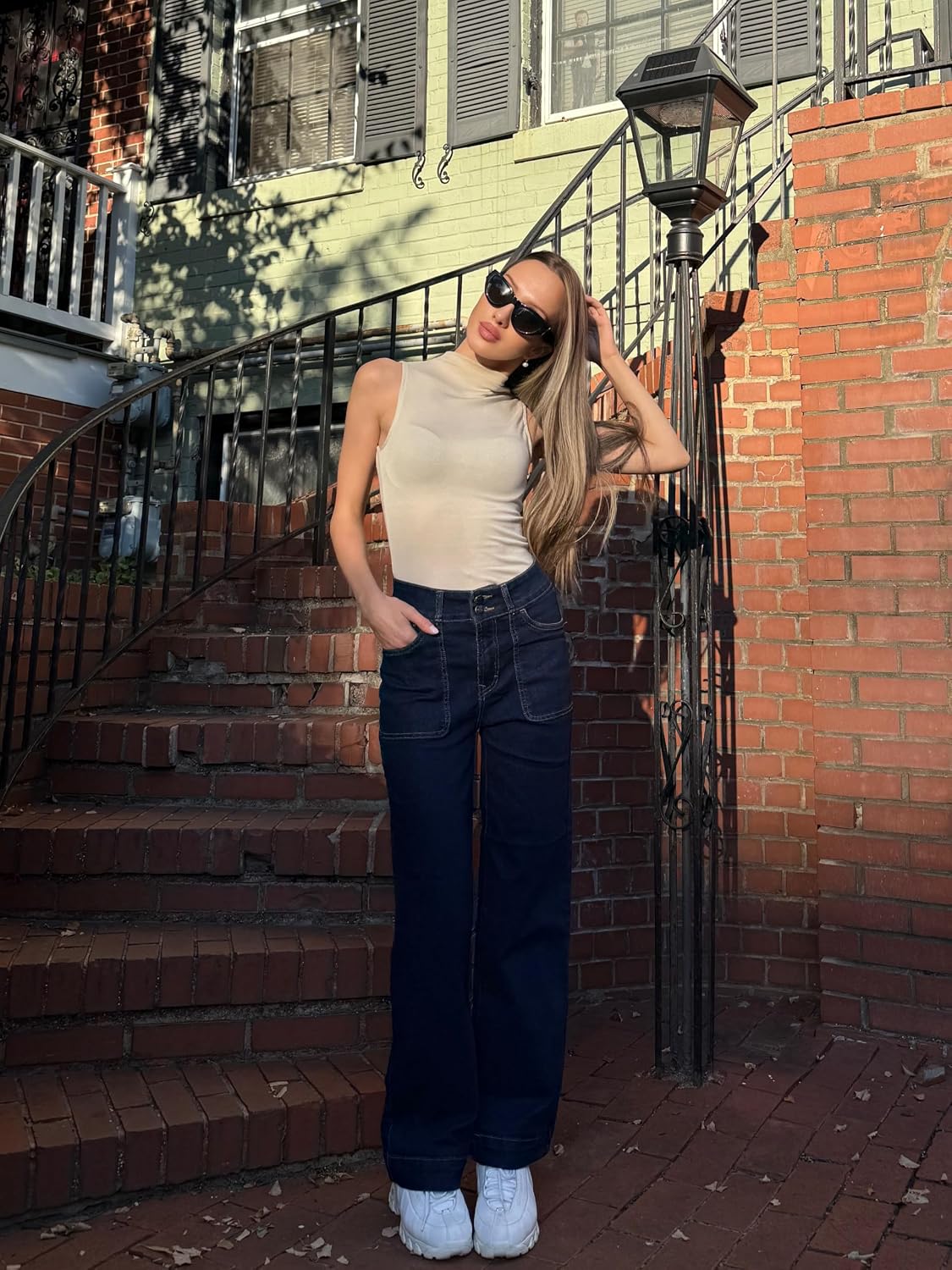 Thumbnail 4 de Sidefeel Wide Leg High Waisted Jeans