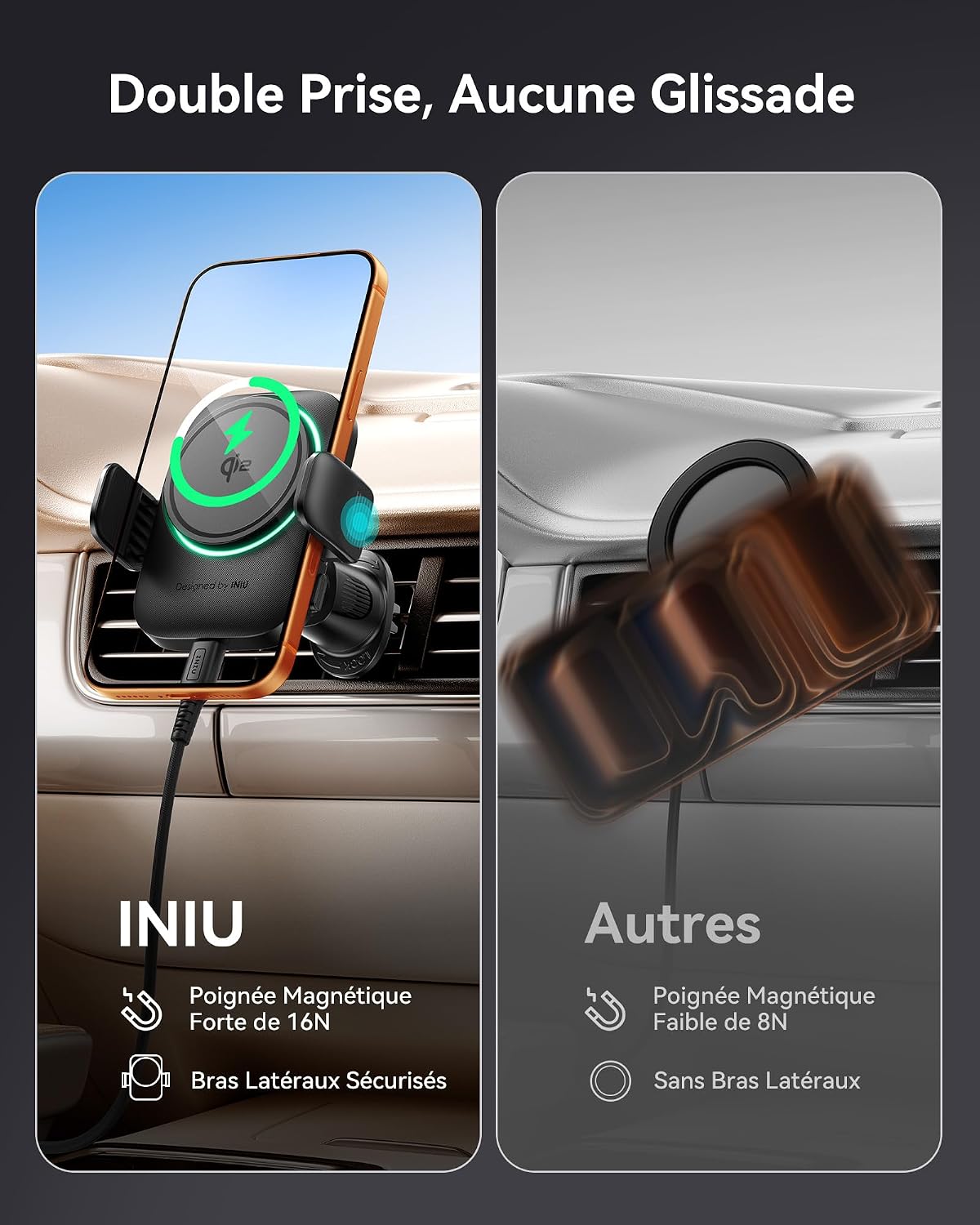 Detalle 2 de INIU Caricatore Wireless Auto Qi2 15W
