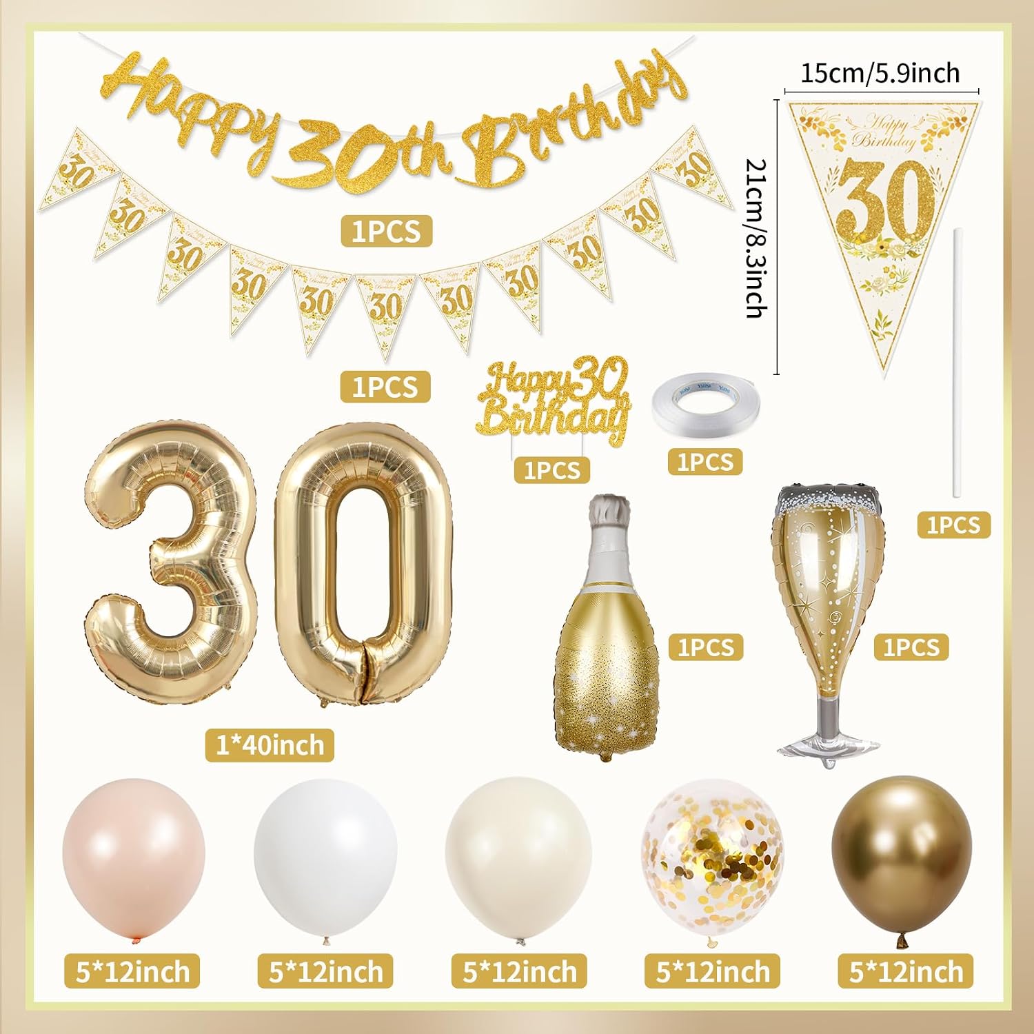 Thumbnail 1 de 30th Birthday Decorations Kit