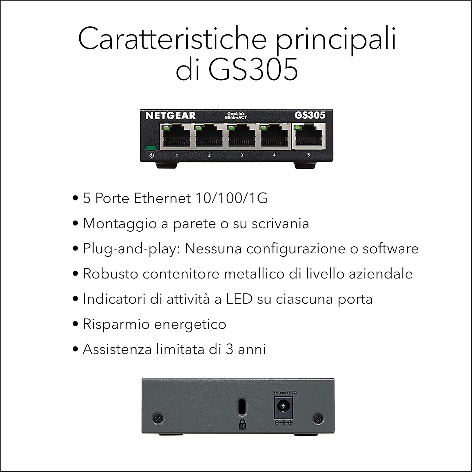 Thumbnail 6 de NETGEAR GS305 Switch Ethernet 5 Porte Gigabit