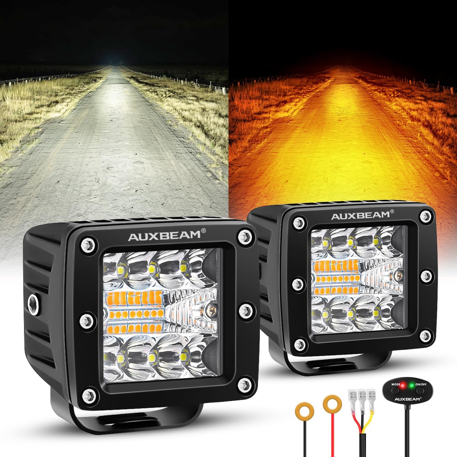 Detalle de Auxbeam 6 Modes Amber White LED Cubes 3Inch