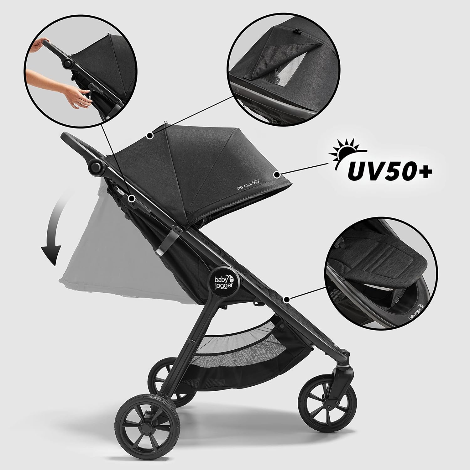 Thumbnail 5 de Baby Jogger City Mini GT2 Kombi-Kinderwagen mit Allradfederung & Einhand-Faltsystem (Opulent Black)