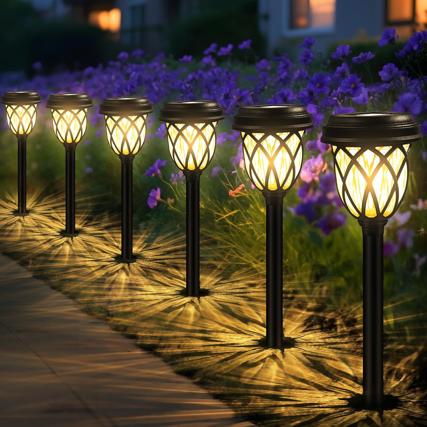 Detalle de HELESIN Luci Solari da Giardino (6 pezzi) – Lampade LED solari per esterni, bianco caldo, IP44