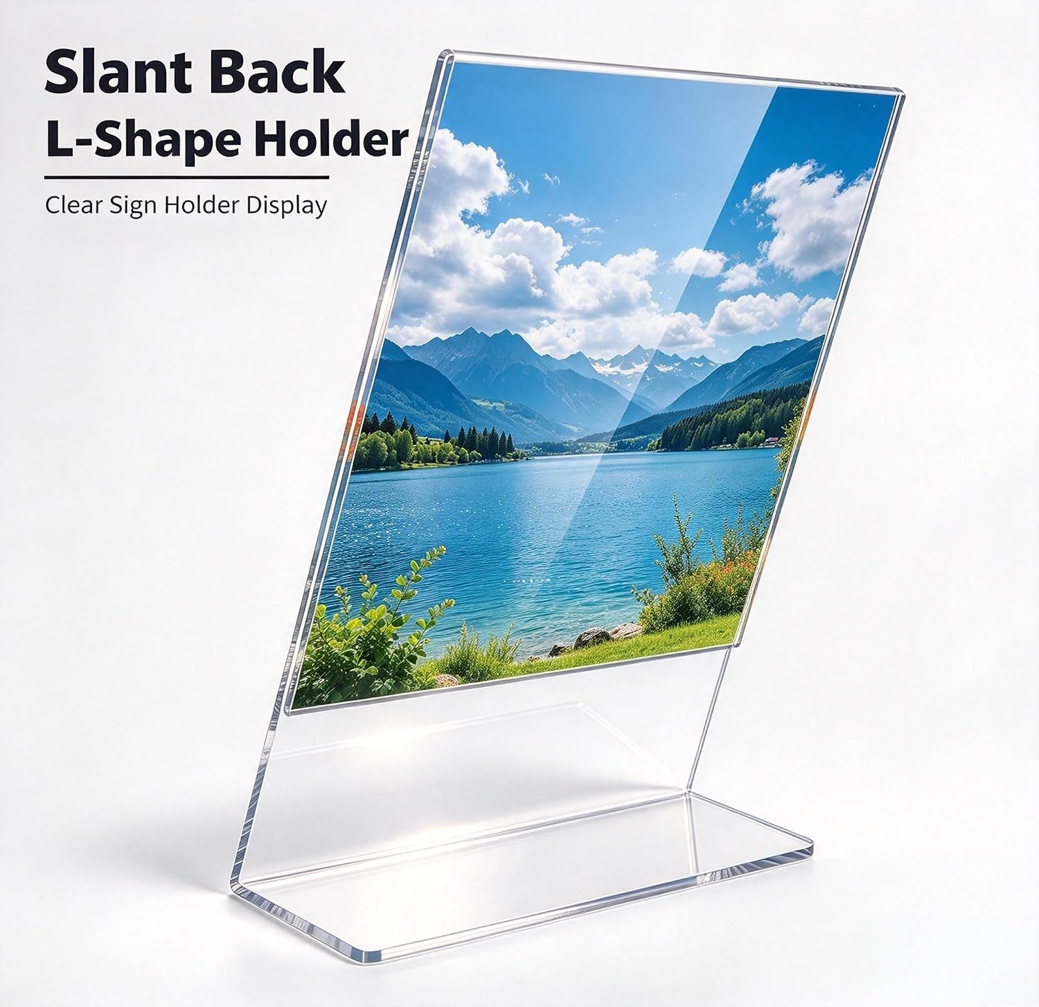 Detalle de xydstay XYD-SH-1 Acrylic Sign Holders, 6-Pack, L-Shaped, Clear, 8.5 x 11 Inches