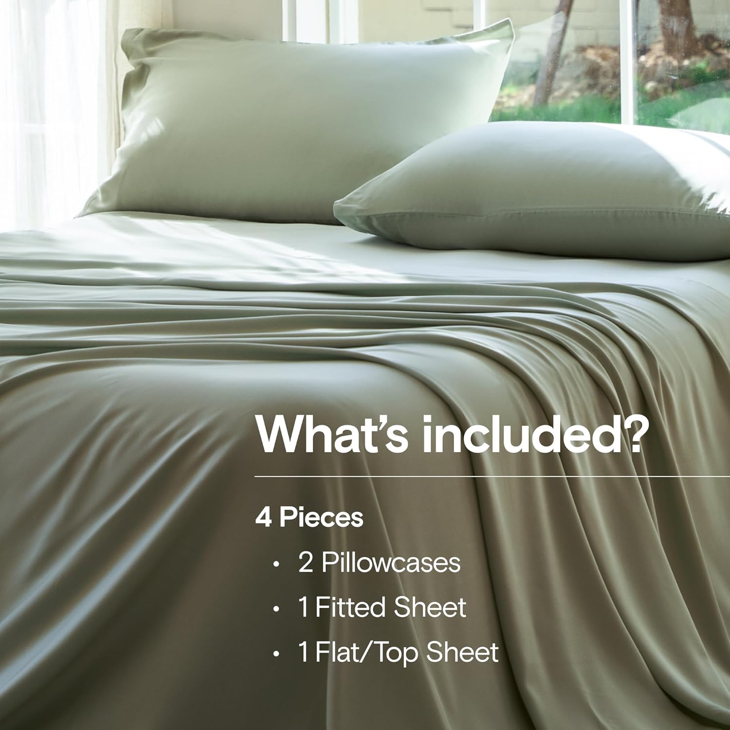 Thumbnail 1 de DOZ Sheet Set (Queen, Sage) — 100% Viscose Derived from Bamboo Organic Cooling Sheets, 4-Piece
