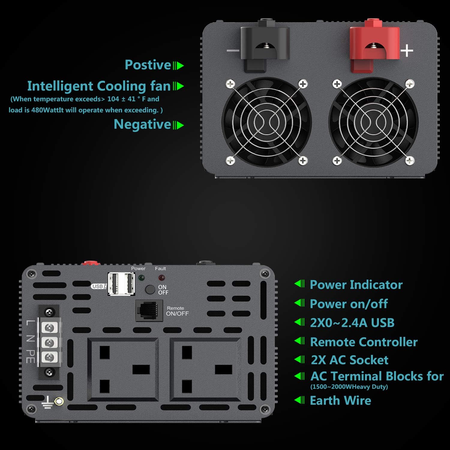 Thumbnail 2 de Pure Sine Wave Inverter 4000W 12V to 240V