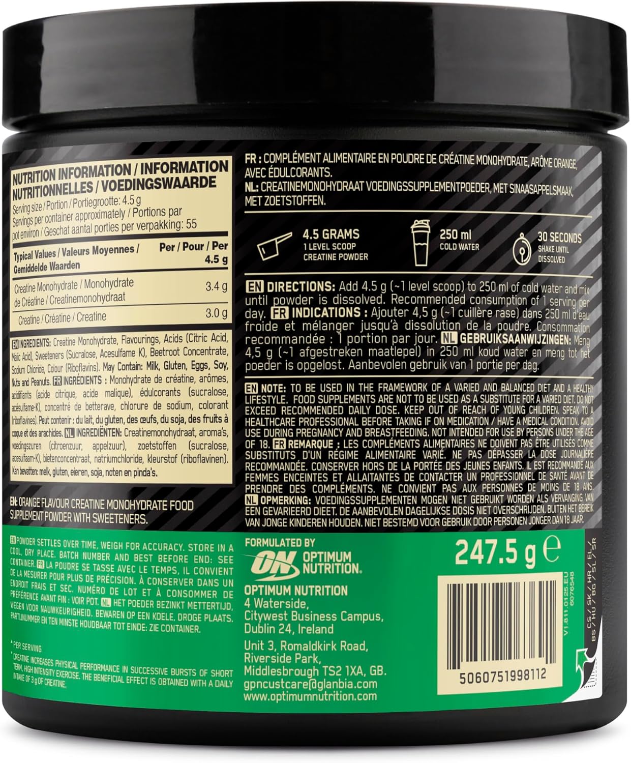 Thumbnail 2 de Optimum Nutrition Mikronisiertes Kreatin Pulver Orange, 247,5 g – 55 Portionen