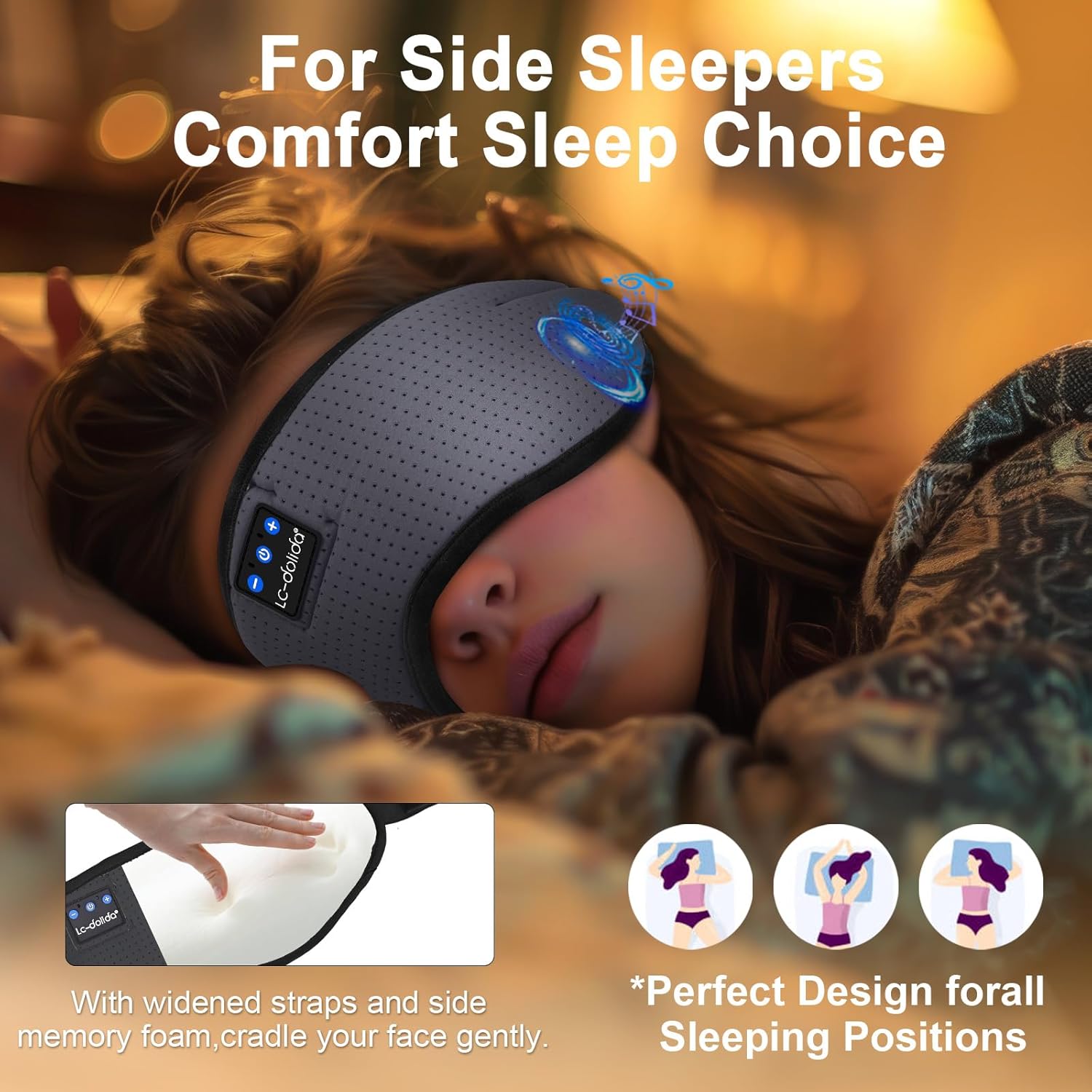 Thumbnail 1 de LC-dolida Bluetooth Sleeping Headphones Eye Mask