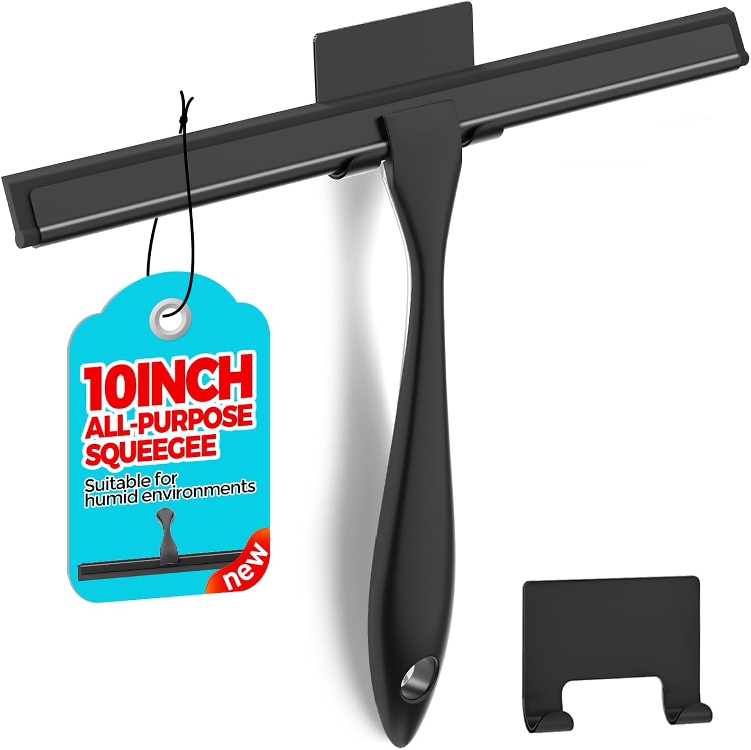 Detalle de ALFLOD Shower Squeegee-1P, 9.98-Inch Rubber Blade, Stainless Steel Handle