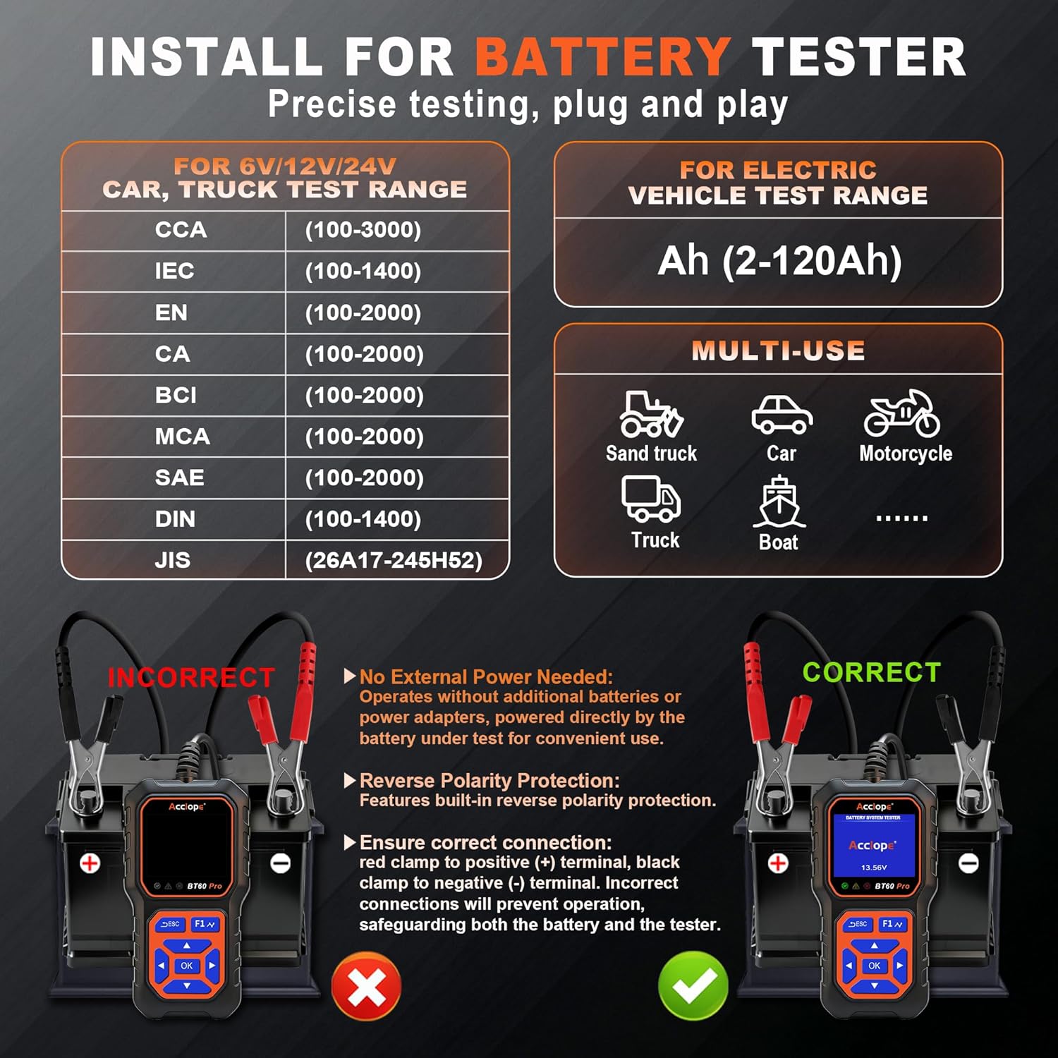 Thumbnail 5 de Acclope BT60 Pro Car Battery Tester 100–3000 CCA
