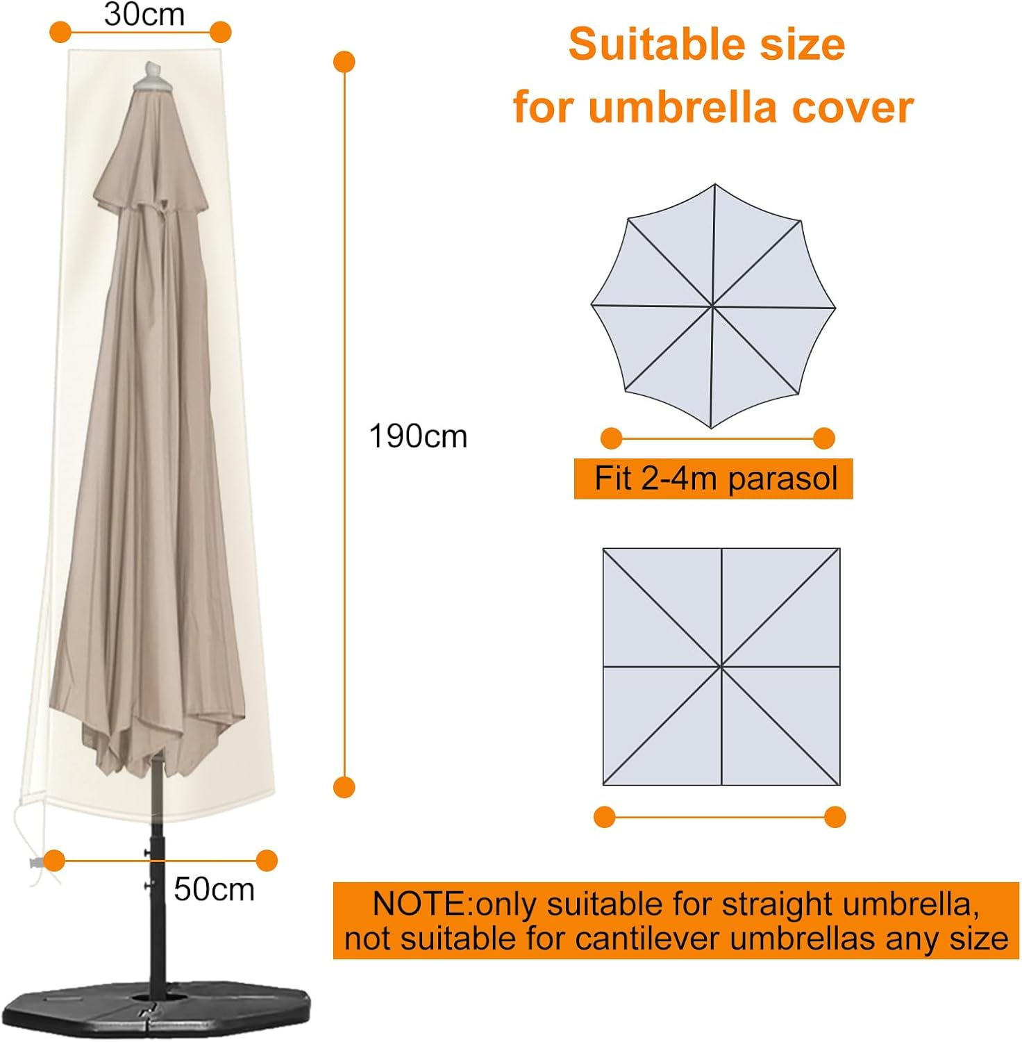 Thumbnail 1 de OKPOW Parasol Cover – Waterproof Heavy Duty Protection for 2.5m–4m Umbllas