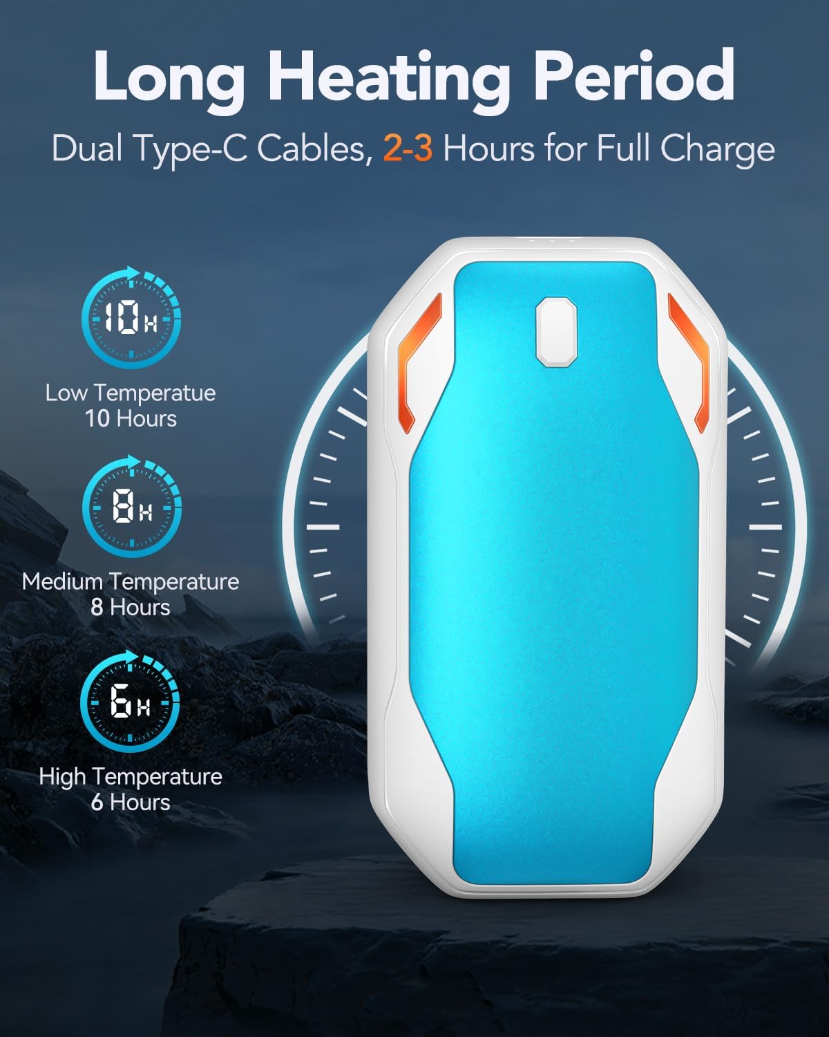 Thumbnail 3 de PHEJIE Rechargeable Hand Warmers 2 Pack: 6000mAh, 3 Heat Modes, USB-C Charging