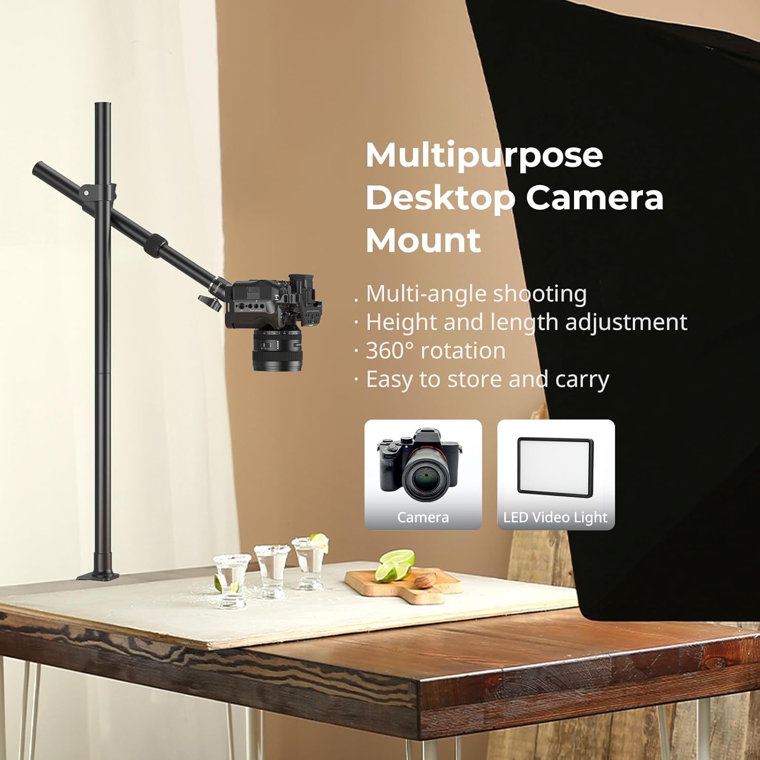 Detalle de SMALLRIG Kit de support de bureau 4938 pour bras de caméra avec rotule 360°