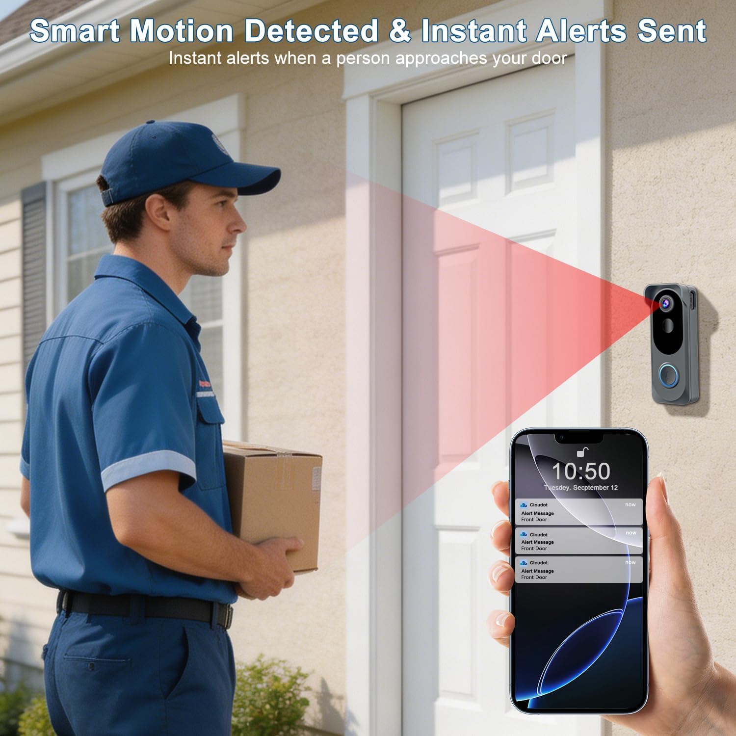 Thumbnail 3 de Video Doorbell Wireless Camera: 2K HD, Battery-Powered, IP66, with AI Motion & Alexa Compatibility