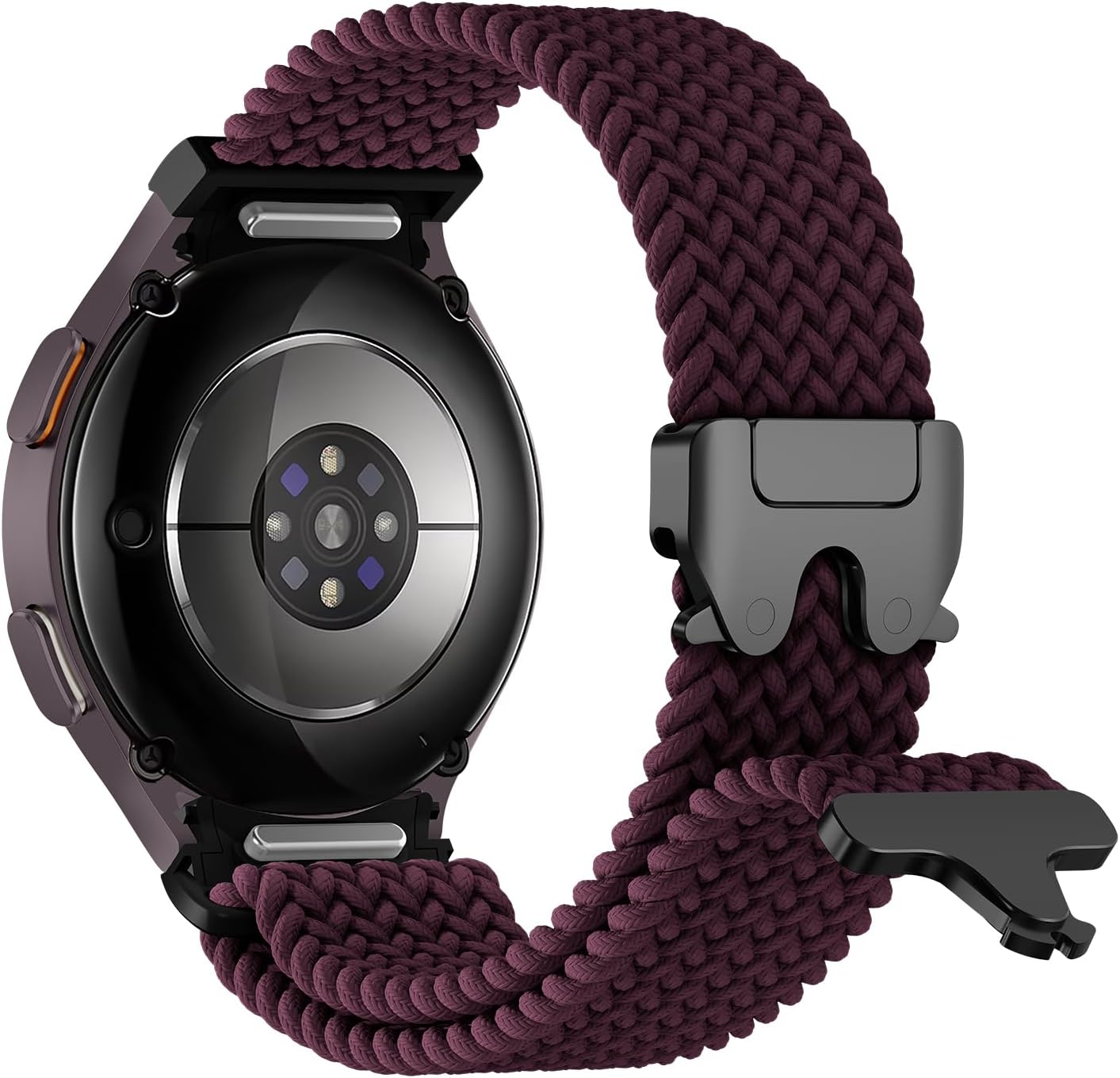Detalle de One Click Braided Strap for Samsung Galaxy Watch 7/6/5/4 FE – 20mm Elastic Parachute Band