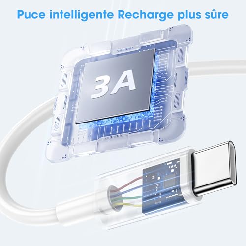 Detalle de BSTOEM Câble iPhone USB-C vers Lightning 1 m + 2 m – Certifié MFi