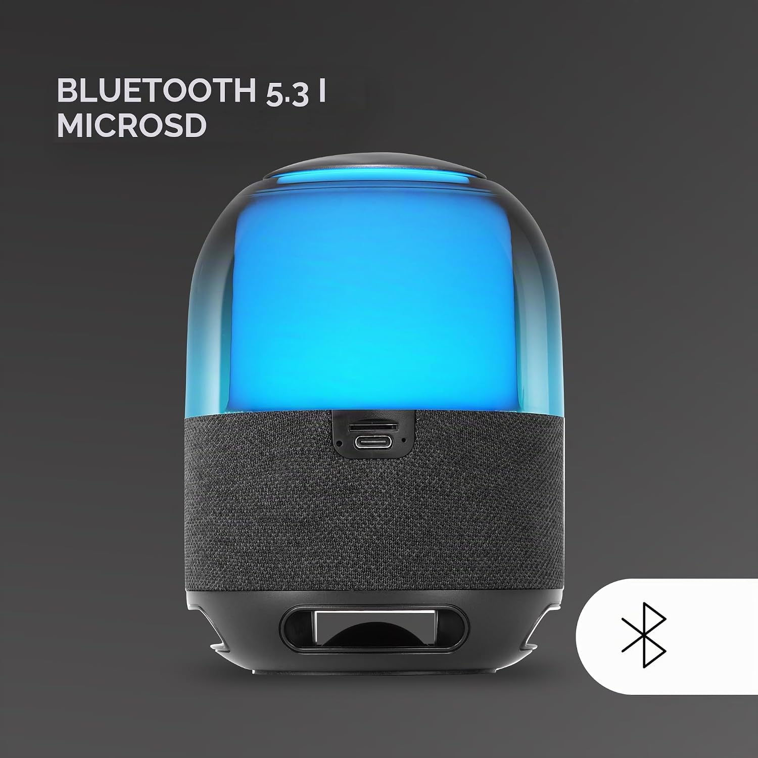 Detalle de Mars Gaming MS-FLOW – przenośny głośnik Bluetooth 15 W z RGB 360° i MicroSD