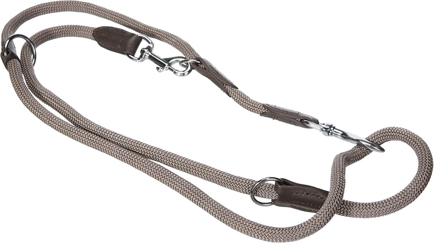 Detalle de HUNTER verstellbare Hundeführleine FREESTYLE (3-fach), grau – robust & wetterfest, Tau-Optik