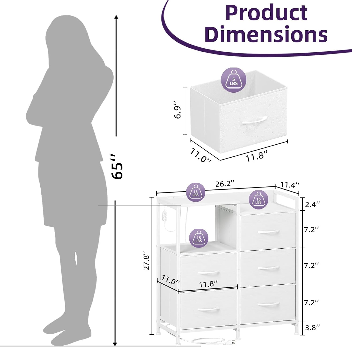 Detalle de Somdot Nightstand with 5 Drawers