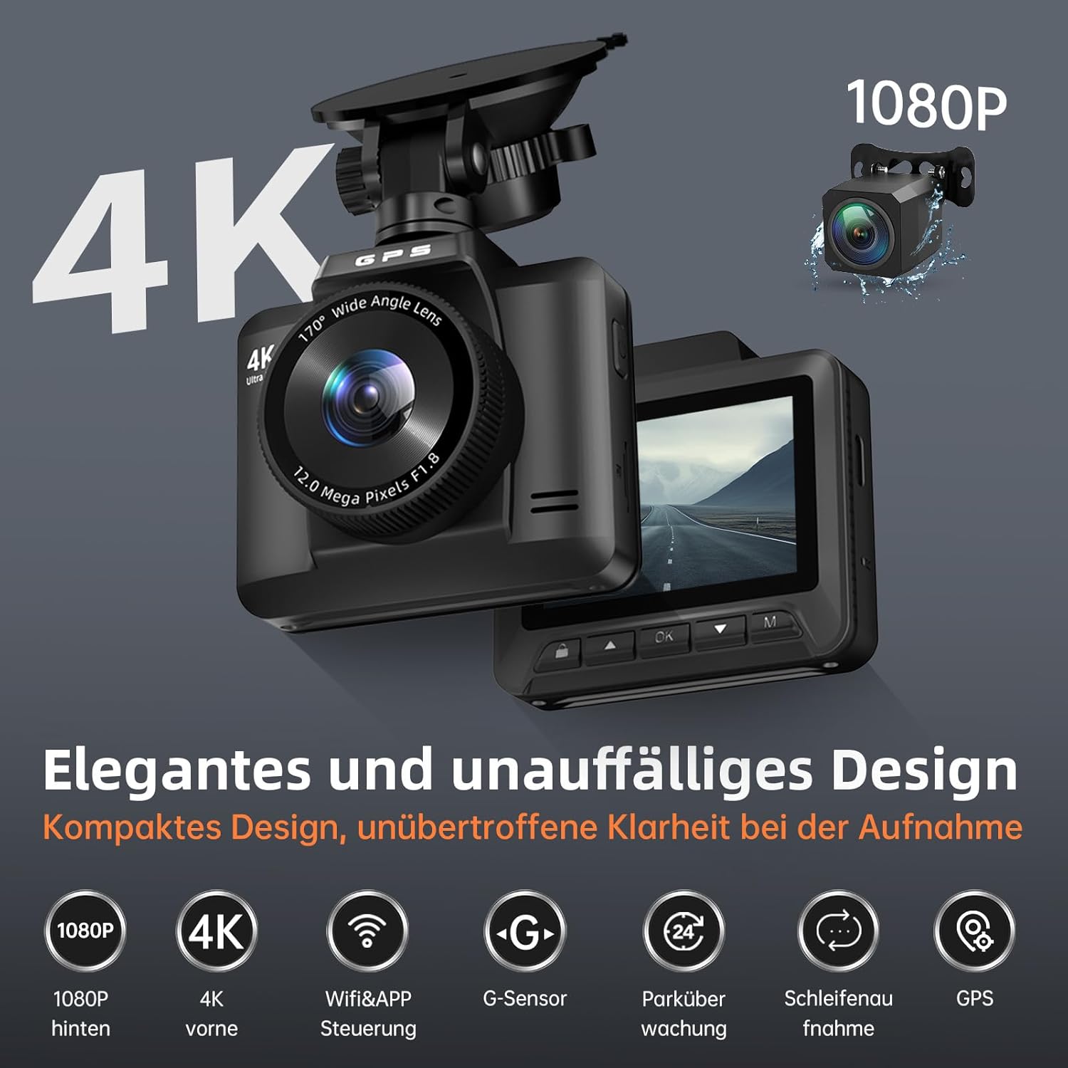 Thumbnail 1 de Dashcam vorne hinten 4K Dual mit GPS