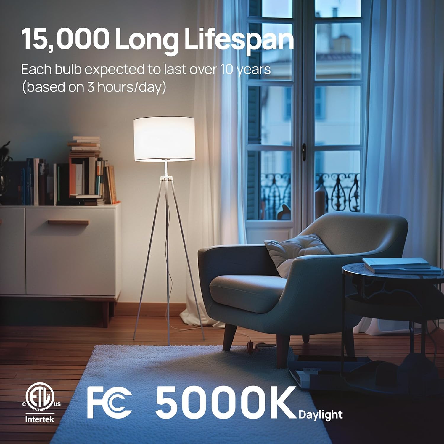 Detalle de Linkind A19 LED Bulbs, 100W Equivalent, 5000K Daylight, Dimmable, 6-Pack