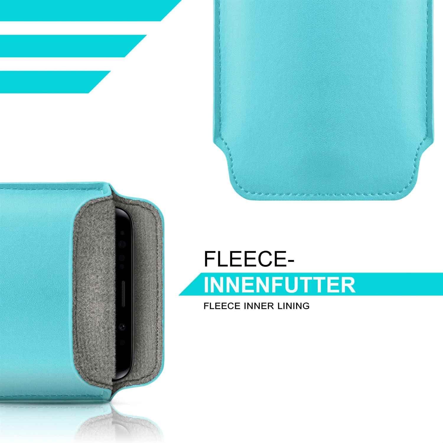 Detalle de MoEx Slide Case en cuir végétalien — Étui 360° pour iPhone 7 Plus / 8 Plus, Aqua-Cyan