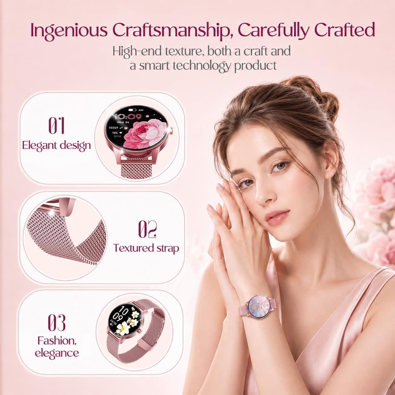 Thumbnail 1 de Smart Watch Fitness Tracker Women: 1.27'' HD Screen, Calls & 114 Sport Modes