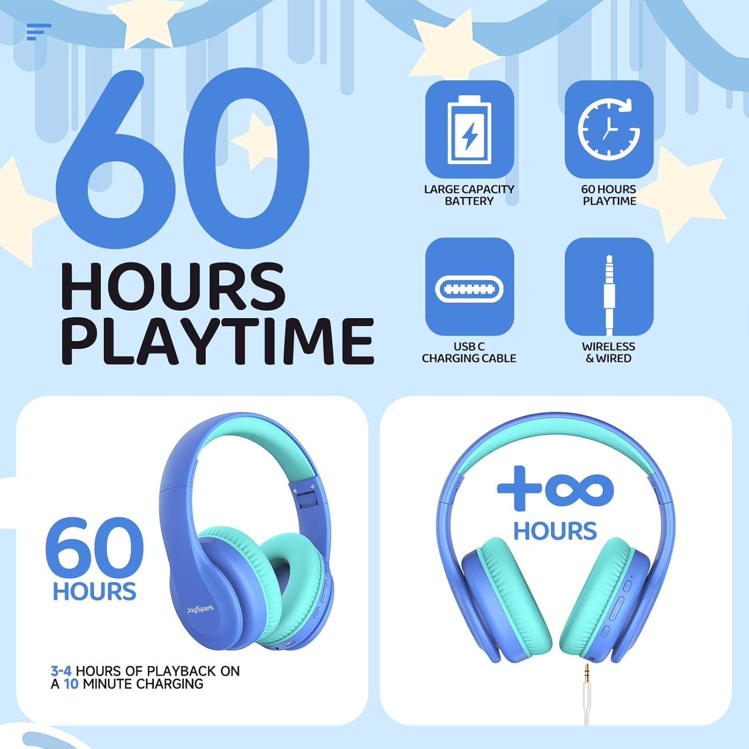 Thumbnail 3 de JoySpark Kids Bluetooth Headphones 60h playtime