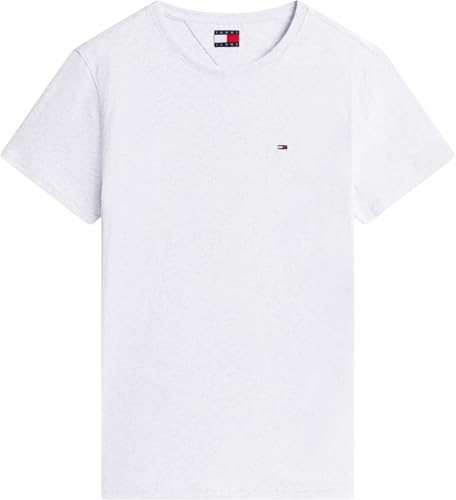Detalle de Tommy Jeans TJM Original – Camiseta de manga corta ajustada para hombre, Gris Ice Grey Heather, XXL