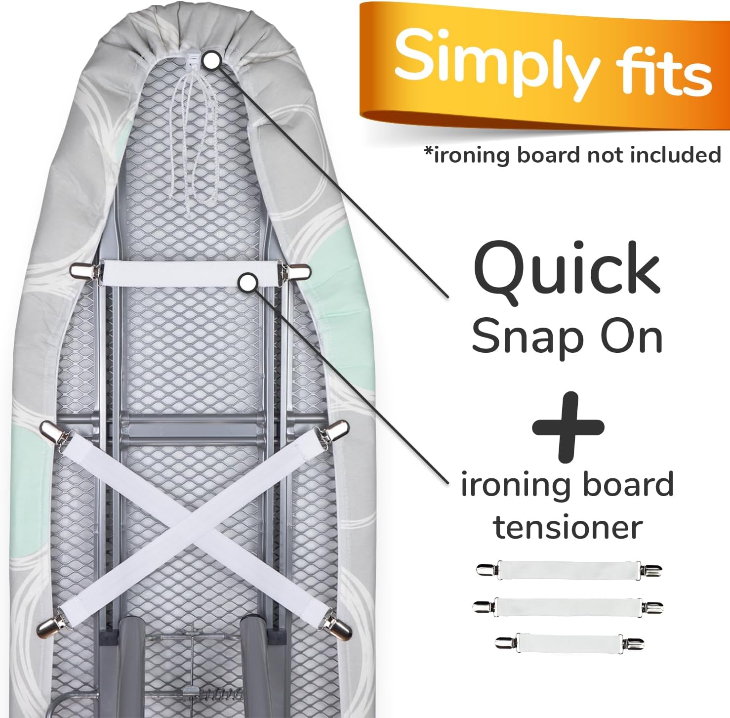 Detalle 2 de Super Soft 5 Layer Turbo Ironing Board Covers (135 x 40–45 cm) – 5 Sizes, 100% Cotton Top, Made in EU