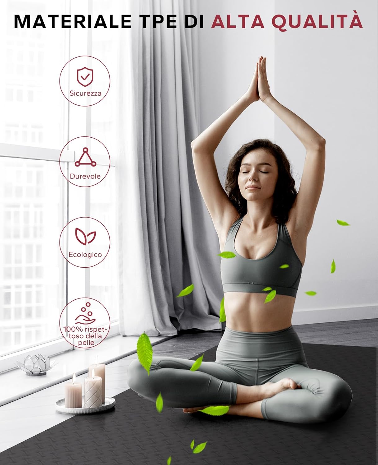 Thumbnail 5 de HAPBEAR Tappetino da Yoga Extra Large 183×91×6 mm in TPE antiscivolo (con bande e borsa)