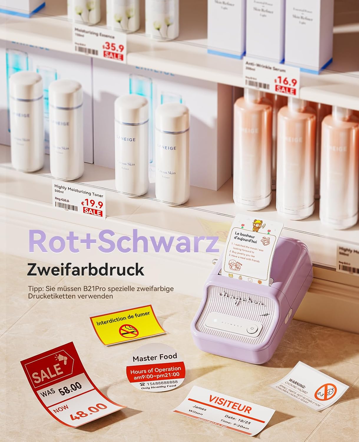 Thumbnail 3 de NIIMBOT Etikettendrucker B21 Pro – 300 dpi für farbigen Fotodruck und vielseitige Etiketten