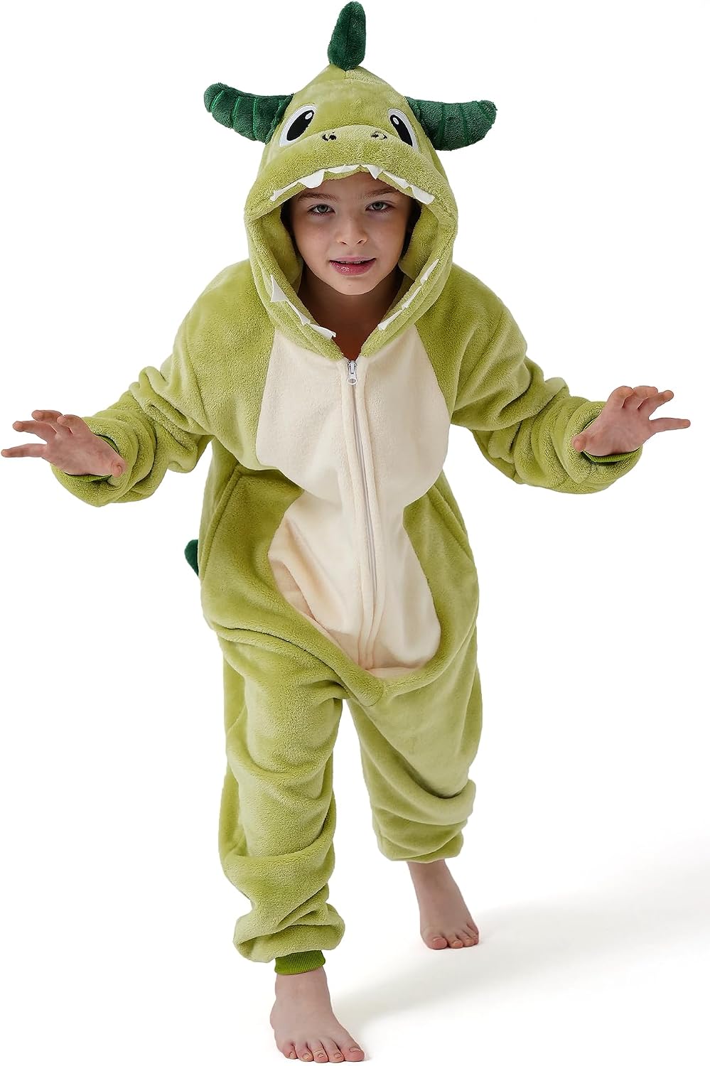 Detalle de Dxilm Kids Dinosaur Onesie Costume, Flannel Pajamas with 3D Hood and Tail