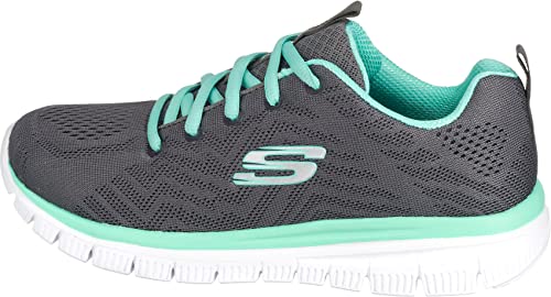 Detalle 2 de Skechers Damen Graceful Get Connected Sneakers – Charcoal Mesh, Grün akzentuierend, Größe 38.5 EU